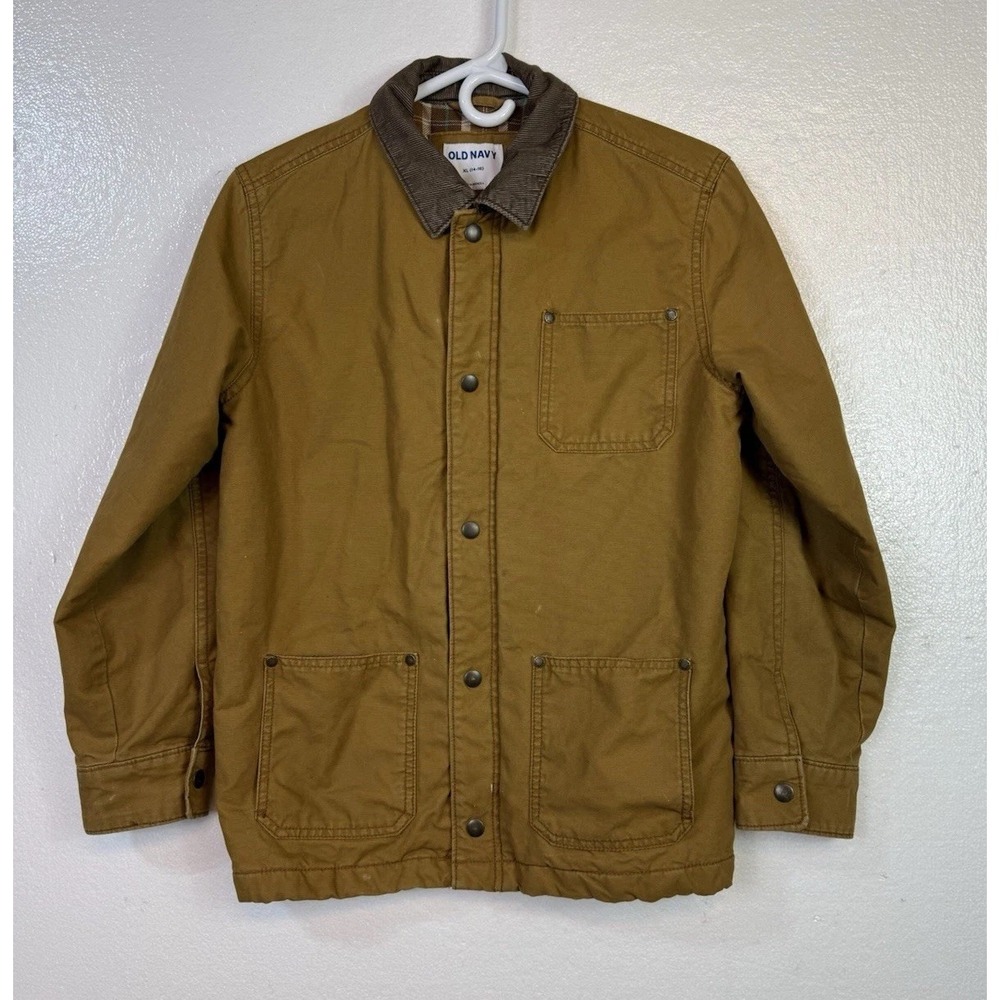 Old Navy Womens Barn Chore Jacket Sz XL (14/16) Canvas Tan Corduroy‎ Collar